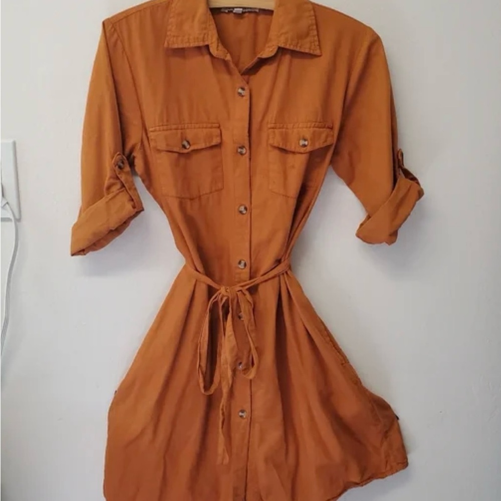 Speed limit Women's Button-Up Shirt Dress - Orange